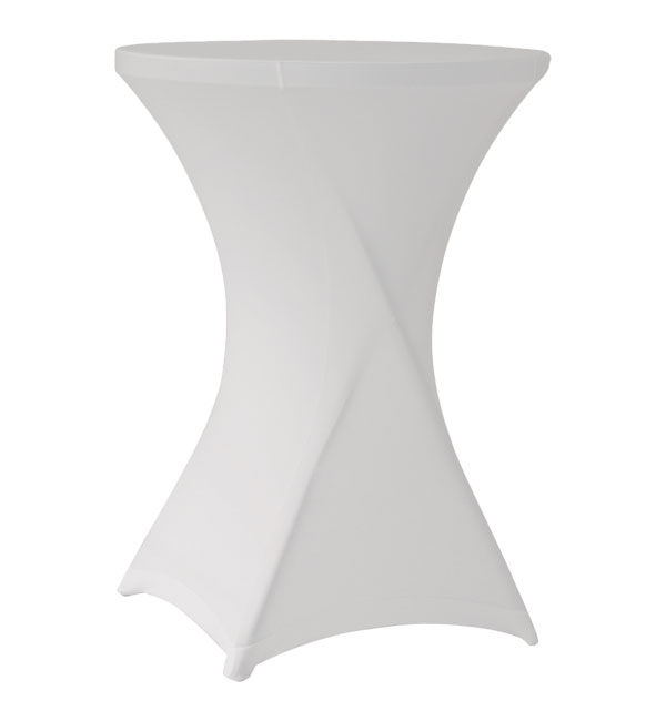 Стол коктейльный с белым стрейч-чехлом