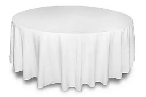 Стол круглый с белой стрейч-скатертью